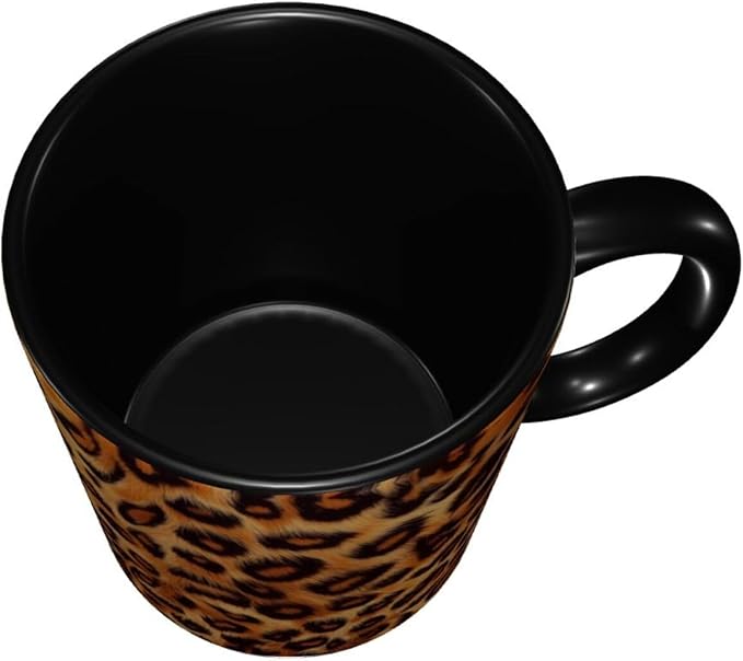 Leopard Print Cat Coffee Mug Funny Ceramic Tea Cup With Handle Dishwasher Microwave Safe for Women 11oz Porcelain Mugs