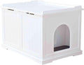 Trixie XL Furniture Litter Box Enclosure (White), Hidden Litter Box for Cats with Openings on Either Ends & Large Ventilations Slots, Double Doors for Easy Cleaning, Removable Divider