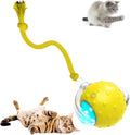 Interactive Cat Toy Balls, 2025 New Interactive Rolling Cat Balls, Upgrade 3.0 Tail Cat‘s Toys with LED Light, Three Modes Smart Automatic Rolling Pet Ball Toy (Yellow - Birdcall)