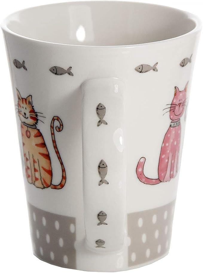 SPOTTED DOG GIFT COMPANY Cat Mugs, 12.2 oz Coffee Mug Set of 4, Happy Cats Themed Ceramic Tea Cups, Microwave & Dishwasher Safe, Cute Cat Gifts for Women and Animal Lovers