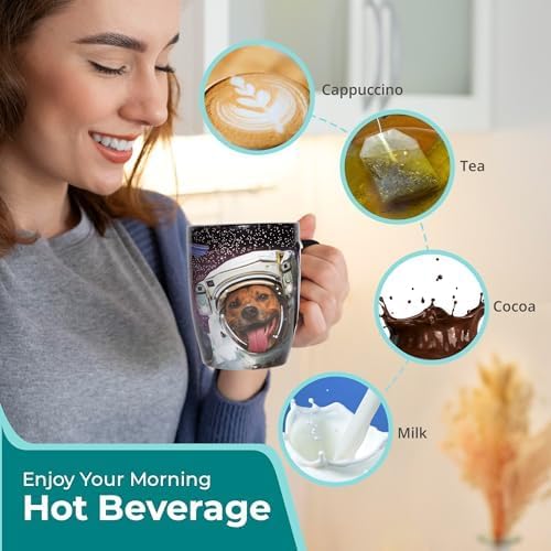 Color Changing Space Dog Coffee Mug 15oz – Astronaut Pitbull & Husky Galaxy Reveal – Funny Heat Sensitive Novelty Dog Mug, Unique Gift for Men, Women, Dog Lovers, Christmas, Birthday, Stocking Stuffer