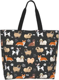 Funny Dog Theme Tote Bag for Women, Cute Paw Bone Print Shoulder Reusable Beach Shopping Handbags Casual Travel Gifts for Dog Lovers Mother Teacher -Large