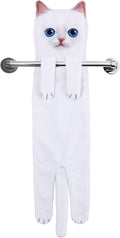 Funny Hand Towels for Bathroom Kitchen Decor - Cute Cat Hanging Hand Towel Kitchen Gadgets - Unique Housewarming Birthday Christmas Cat Lover Gift Ideas for Women Mom Lady Adults