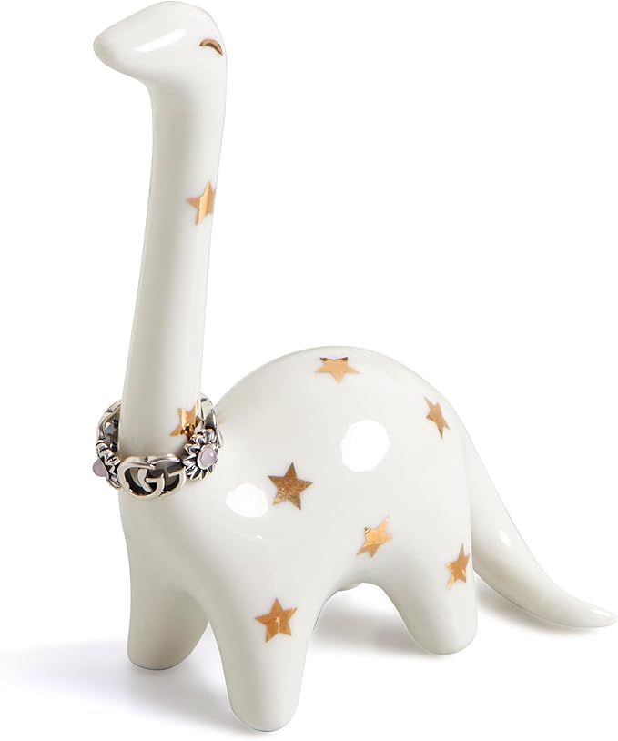 PUDDING CABIN White Dinosaur Ring Holder, Engagement Wedding Ring Stand, Dinosaur Gifts, Cute Preppy Room Decor, Birthday Gifts for Women Her Girls Friends, Bridal Shower Bridesmaid Gifts