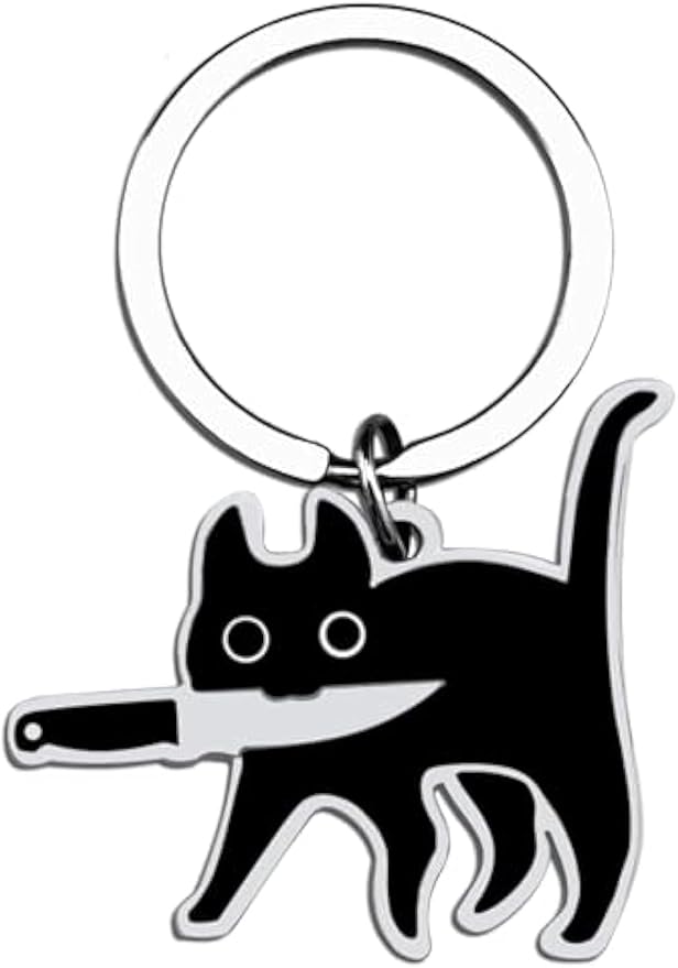 Miokkley Cute Black Cat Keychain, Funny Cat Lover Gifts for Women Men, Small Gifts for Mom Dad Cool Stuff Christmas Stocking Stuffers