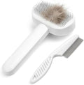 Prime Pets Long Pin Cat Brush, Self-Cleaning Slicker Brush for Indoor Cats, 3-in-1 Grooming Kit with Case for Dogs Small Animals, White