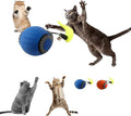 Interactive Cat Toy Ball - Automatic Rolling Rechargeable Cat Toy, Chasing Ball for Indoor Cats & Kittens, Feather Tail, Self-Moving Toy, Fast & Slow Speed (Blue)