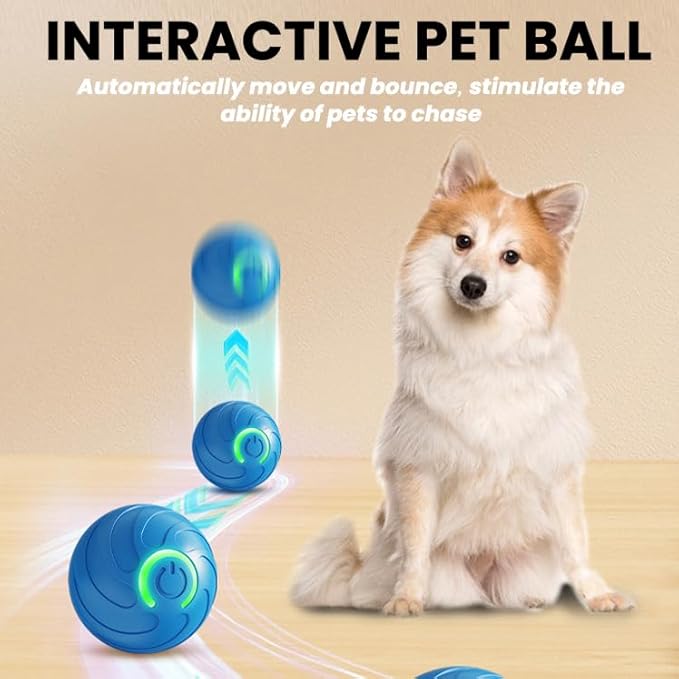 Interactive Dog Toys，Automatic Moving, Bouncing, and Rotating Dog Balls，IPX7 Waterproof Rating, Active Rolling Ball for Medium and Little Dogs (Blue, Style 3)