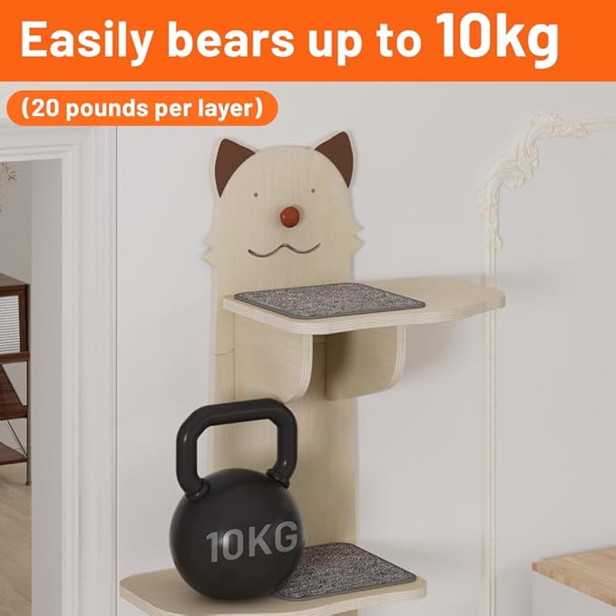 Cat Shelves Shelf for Wall Mount Mounted Floating Perch Furniture Perch Hammock Climber Climbing Indoor Large Wall-Mounted Steps Cat Climb Perches Solid Wood Hammock