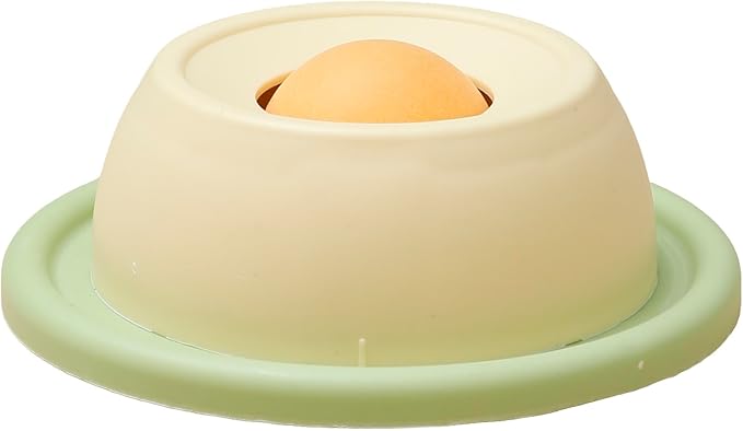 Slow Feeder Dog Lick Bowl for Liquid Treats, Rolling Ball Treat Dispenser, Anti-Slip Enrichment Feeder for Bone Broth, Yogurt & Wet Food, for Dogs & Cats (Beige)