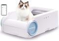Automatic Cat Litter Box with Anti-Pinch Safety, Odor-Control Design, App Remote Control, and Open Structure for Stress-Free Use—Helps Cats Adapt Quickly (Blue)