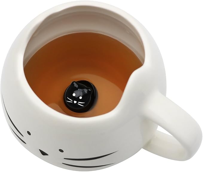 Koolkatkoo Cat Coffee Mug for Women Girls Cute Ceramic Meow Mugs for Cat Lover Tea Cup 12 oz White
