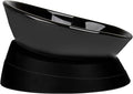 French Bulldog Food Bowl- Slanted Tilted Pug Food Water Bowl,Cat Bowl- Feeder for Frenchie/Shih Tzu/Flat Faced Small Dogs/Puppies/Cats (Black（Ceramic）, 2 Cup)