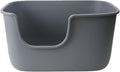 SpaceTime Extra Large Litter Box with High Sides & Low Entry,XL Anti-Splashing Kitty Litter Pan,Jumbo Multi Cat Litter Box,Tool-Free Assembly,Easy to Clean (Grey)