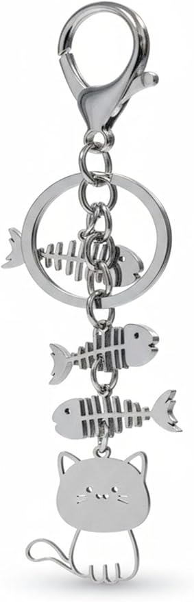 Purse Charms bag handbag Backpack Wallet Stainless Steel Kawaii Cat Cute Keychain for Women Men Kids Girls Teens Dad Mom Lovers Gifts Aesthetic car Keys Keyring