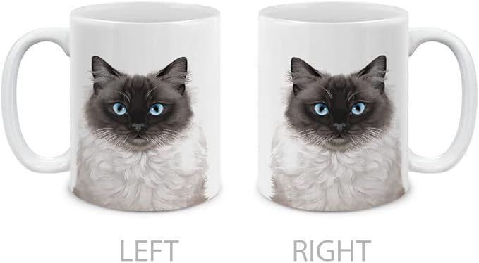 MUGBREW Cute Seal Point Ragdoll Cat Ceramic Coffee Mug Tea Cup, 11 OZ