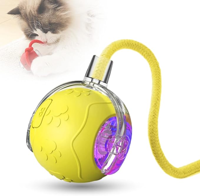 Interactive Cat Toys for Indoor Cats, 2026 New Smart Interactive Ball for Cats & Dogs, Electric Rolling Ball Toy for Bored Indoor Adult Cat to Keep Them Busy (Yellow)