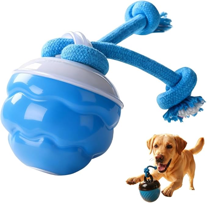 Interactive Dog Toys, 2026 Upgrade Touch Activated Bouncing Jumping Dog Ball Automatic Electric Rolling Balls with Rope, Rechargeable Rolling Chasing Toy for Indoor Outdoor Play (Blue)
