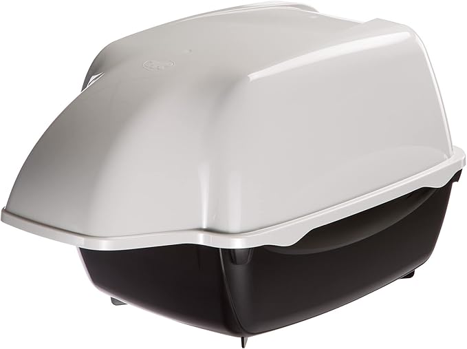 Ferplast Cosmic Outdoor Cat Litter Box - Waterproof Dog-Proof Cat Toilet with Tunnel Entry, High-Sided Base for Litter Containment, Easy-Clean Design, Durable Thermoplastic Resin in Black