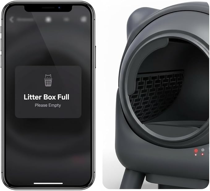Automatic Cat Litter Box Self Cleaning - APP Control - Weight Monitoring - Ultra-Quiet, Medium Cats and Kittens Litter Box, Safe Anti-Pinch【Assembly Required】- Grey
