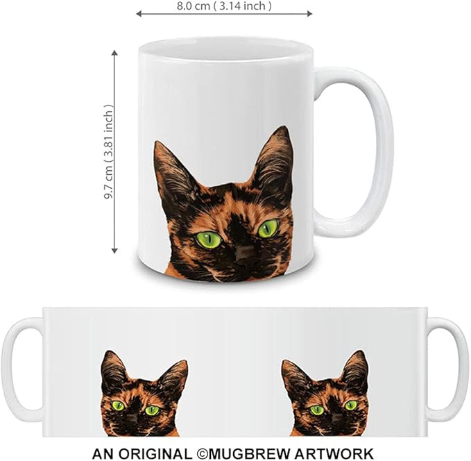 MUGBREW Black Orange Tortoiseshell Cat Ceramic Coffee Mug Tea Cup, 11 OZ
