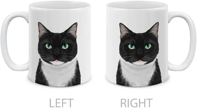 MUGBREW Cute Tuxedo Cat White Chin Ceramic Coffee Mug Tea Cup, 11 OZ