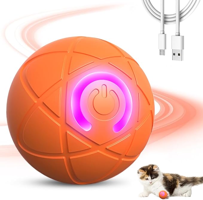 Interactive Pet Toys Automatic Rolling Ball, 2026 Bouncing Vibrating Dog Balls, Shaky Ball Toy for Dogs, Rolling Balls Puppies Toys, Rechargeable Automatic Moving Swinging (Orange)