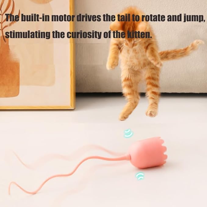 AIIONP Indoor Cat Toys, Interactive Cat Toys Ball for Indoor, Automatic Rolling Ball Cat Toys, USB Rechargeable, Fun Electric Cat Toy for Activate Natural Hunting (Pink)