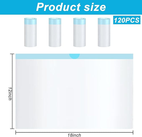 120Counts Litter Box Liners Compatible with MW-SC01, Self-Cleaning Cat Litter Box Bags,Automatic Cleaning Cat Litter Box Liners（18X12inch）