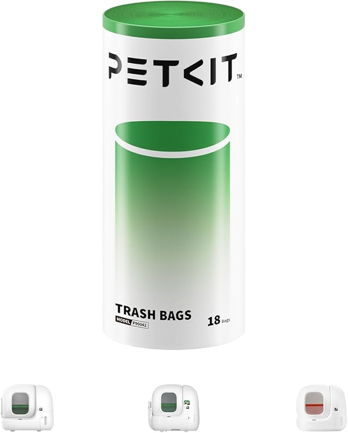 PETKIT Replacement Trash Bag Waste Bag for PuraMax 2/PUROBOT Max Pro Automatic Cat Litter Box-1 Roll(18 count))