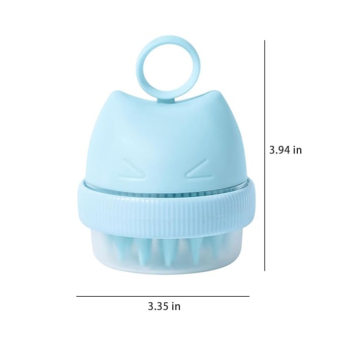 Silicone Cat Bath Brush – Pet Bathing Tool with Integrated Shampoo Dispenser, Soft Massage Brush for Cats & Small Pets, Hygienic and Durable Grooming Solutions (Blue)