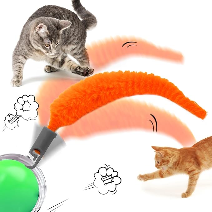 BOXOB 5pcs Cat Ball Toy Replacement Tails, Interactive Cat Toy Accessories Attachments Automatic Moving Ball Worm Refills Rope Compatible with 2.0 (Red)