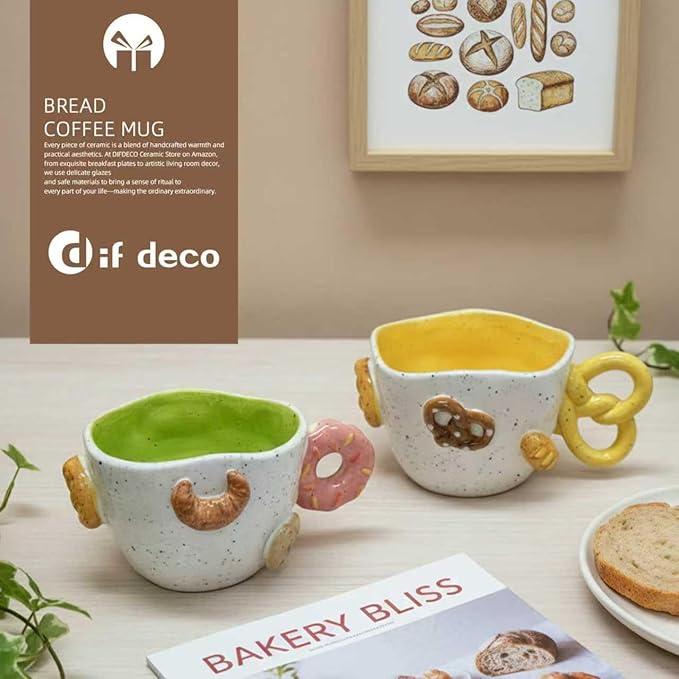 DIF DECO Christmas Mugs 11.8 OZ Ceramic Cute Pretzel Shape Coffee Mug with Handle Unique Holiday Hot Cocoa Cup Perfect for Tea & Coffee Lovers, Gifts for Family or Children, Dishwasher Safe(350ml)