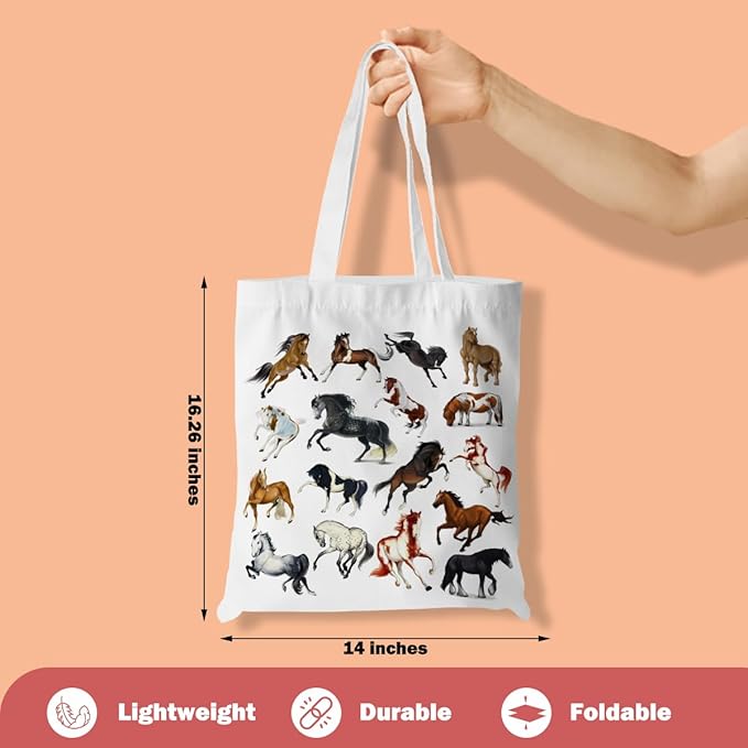 Turtle Gifts Shark Gifts Tote Bag, Hedgehog Horse Gifts for Women Girls, Animals Reusable Grocery Bag Shopping Bag