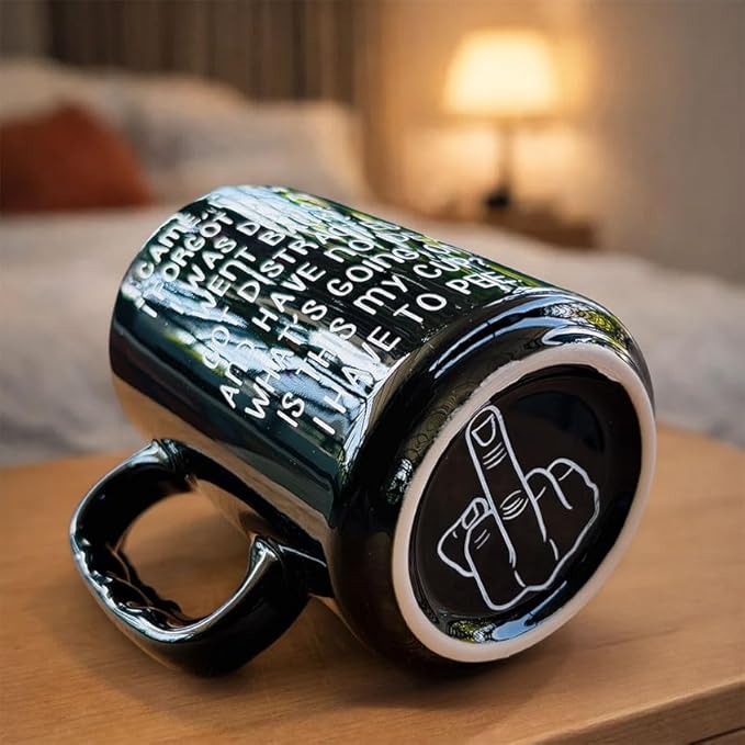 DongNaiWin I Came I Saw I Forgot What I Was Doing Mug 17 Oz Funny Coffee Mug with Hidden Finger Bottom, Sarcastic Humor Mug, Funny Quote Novelty Gag Gift for Friend Coworker Men Women