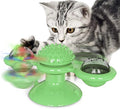 Interactive Windmill Cat Toys with LED Light Ball, Catnip, Suction Cup, Cat Exercise, Green