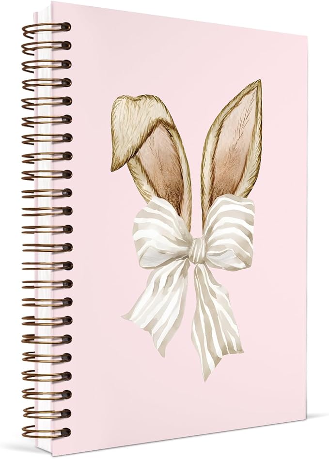 KDHTY Bunny Notebook Coquette Gifts for Bunny Lovers Journaling Notebooks,Cute Bunny Rabbit Spiral Hardcover Notebooks Cute Office Supplies for Women,Aesthetic Notebook College School Supplies for Girls,5.5 x 8.3