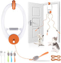 Interactive Cat Toys for Indoor Cats, Automatic Electric Flying Bird Feather Wand Toy, Rechargeable Electric Exercise Feather Toy for Bored Kittens and Adult Cats, Orange