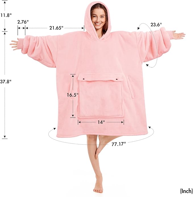Narecte Cozy Oversized Blanket Hoodie Wearable Blanket Adults Soft Hooded Blanket Hoodie Birthday Gifts for Women Christmas