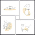 Mid-Century Modern Wall Art - Cat Wall Decor - Cat Lover Gifts for Women - Abstract Minimalist Collage Posters - Aesthetic Line Art Room Decor - Matisse Picasso Impressionists Gallery Artwork