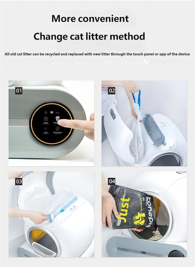 100-Pack Thickened Automatic Litter Box Bags, Compatible with PetCova, DuckSky,MeoWant,Leak-Proof Pet Waste Bag Liners with Drawstring, Heavy Duty Self-Cleaning Litter Box - 18" x 20",litter box