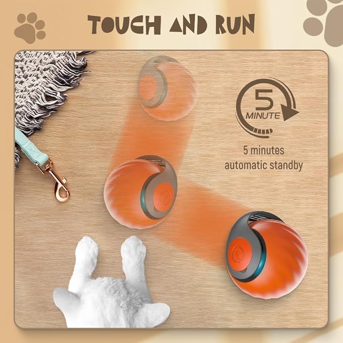 Interactive Cat Toy Balls, 2025 New Automatic Moving Smart Cat Toy Ball, Interactive Pet Toy for Cats, Dogs Indoor, Automatic Rolling Pet Toy (B+O)