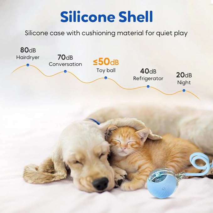 Smart Interactive Cat Toy Ball with Auto Obstacle Avoidance, 2 Mode Rolling Rechargeable Toy to Relieve Boredom, Quiet Durable Toy for Indoor Cats (Grey)