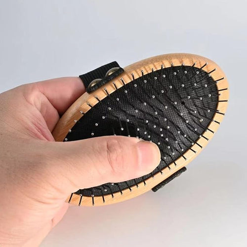Bamboo Palm Ball Pin Brush for Small Dog & Cat Grooming Massaging Shedding and Bath Metal Pin Pets Tools