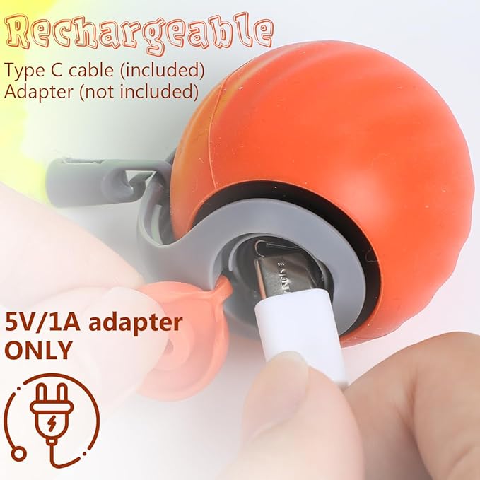 Speedy 2.0 Tail Interactive Cat Toy, Smart Interactive Cat Toy Ball, Indoor Cat Toys Electric Self Moving, Automatic Cat Rolling Ball (Orange + Blue)