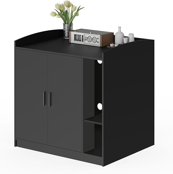 Extra Large Litter Box Enclosure with Adjustable Dog Proof Shelf - Designed for Self-Cleaning and XXL Litter Boxes (Black)