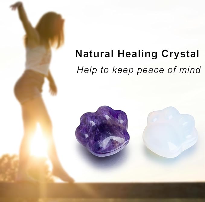 Cat Amethyst Crystals and Healing Stones, Natural Stone for Anxiety Relief, Emotional Balance & Positive Energy, Worry Stones for Stress Relief, Unique Gift for Crystal Cat Lovers Women Men (Amethyst)