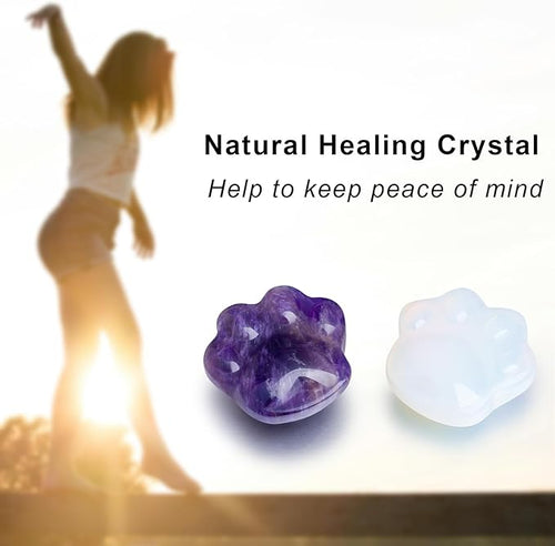 Cat Amethyst Crystals and Healing Stones, Natural Stone for Anxiety Relief, Emotional Balance & Positive Energy, Worry Stones for Stress Relief, Unique Gift for Crystal Cat Lovers Women Men (Amethyst)