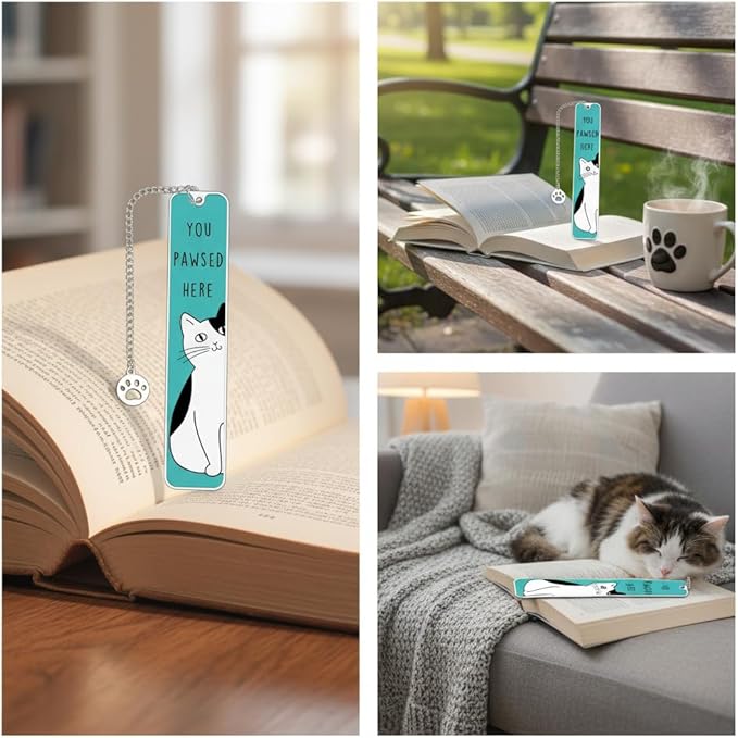 Cat Lover Gifts for Women, Cute Bookmarks for Girls, National Pet Day Birthday Gift for Cats Mom, Cats Themed Gift for Friends Woman Men Boys, Reading Accessories for Book Lovers College Student