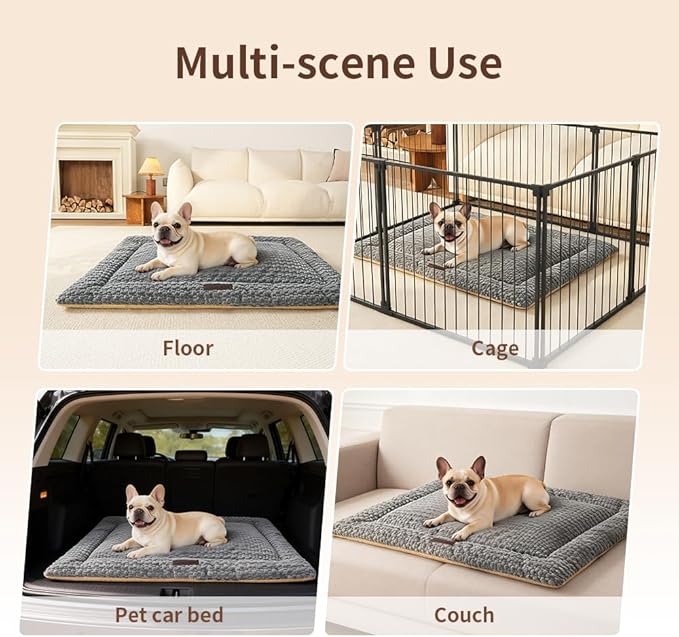SOMAHE Plush Cat Kneading Bed Mat, Premium Plush Fabric Bed with Non-Slip Bottom, 3cm Thick All-Season Cushion for Cats Who Knead, Machine Washable Anti-Static Pet Bed, 27x20 Inch, Grey